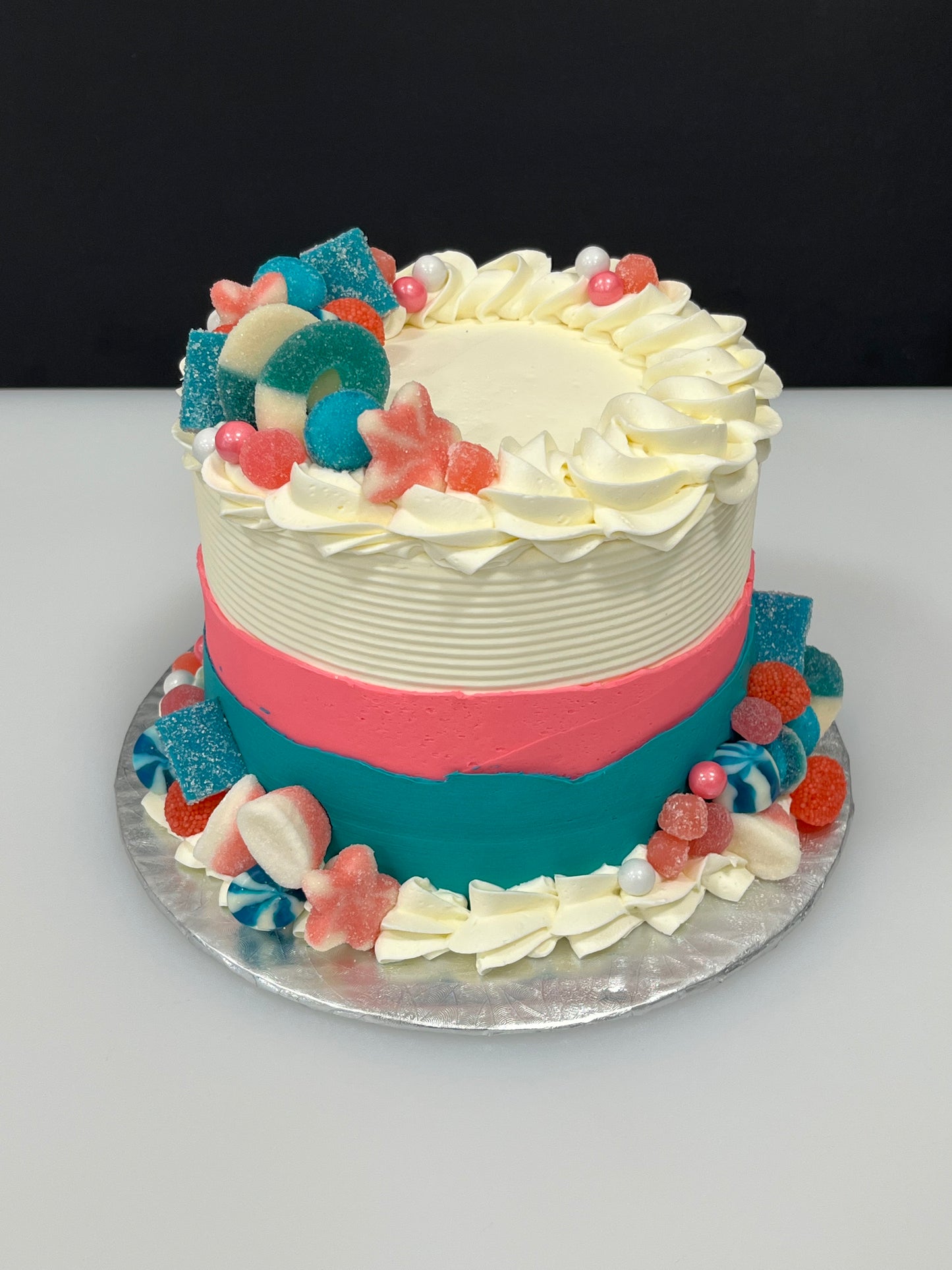 Festin de bonbons : blanc-rose-turquoise