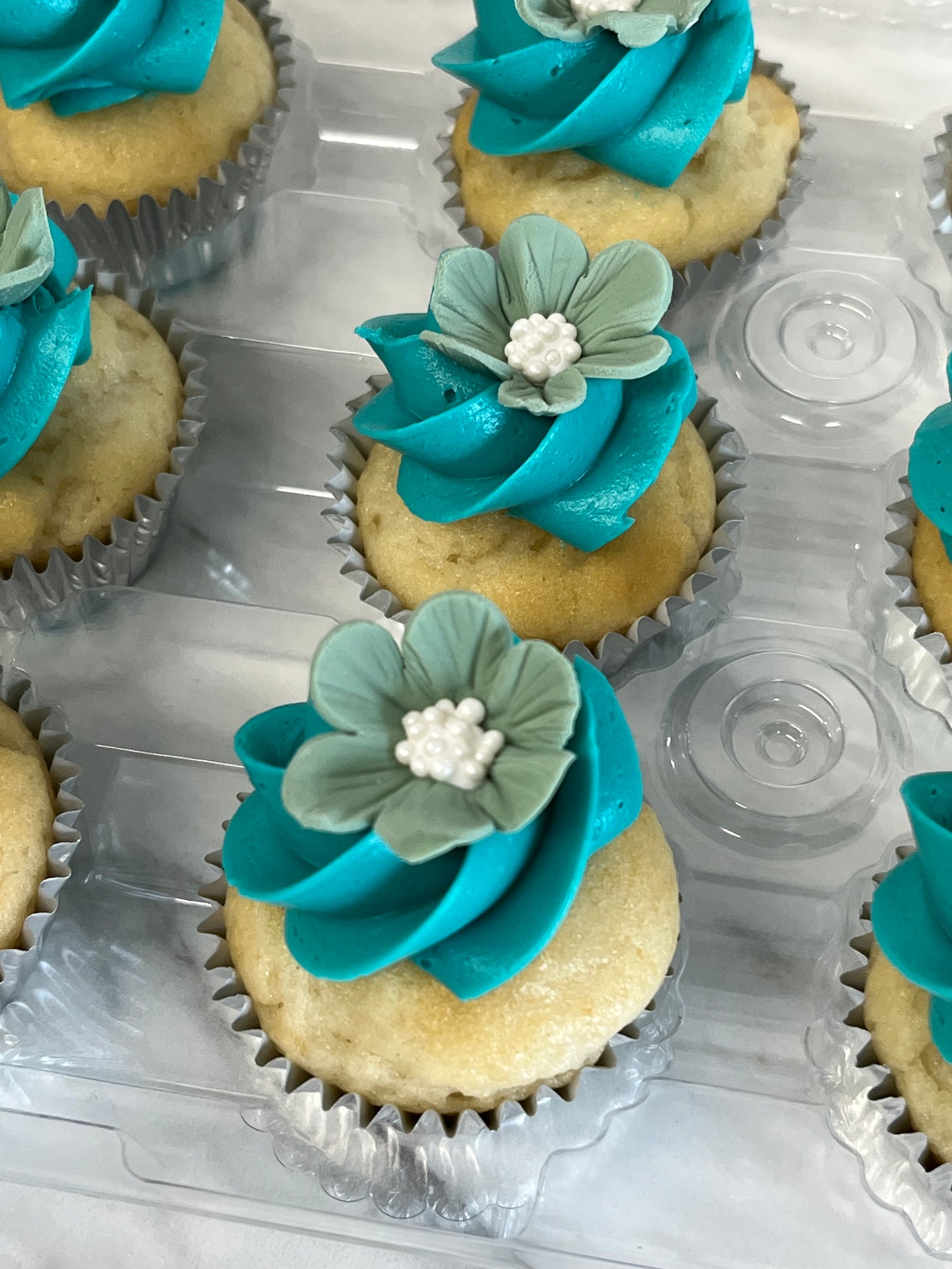 Minis Cupcakes turquoise et sauge