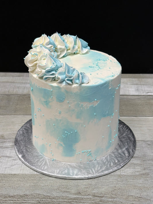 Simplement couleur: marbré blanc et bleu poudre