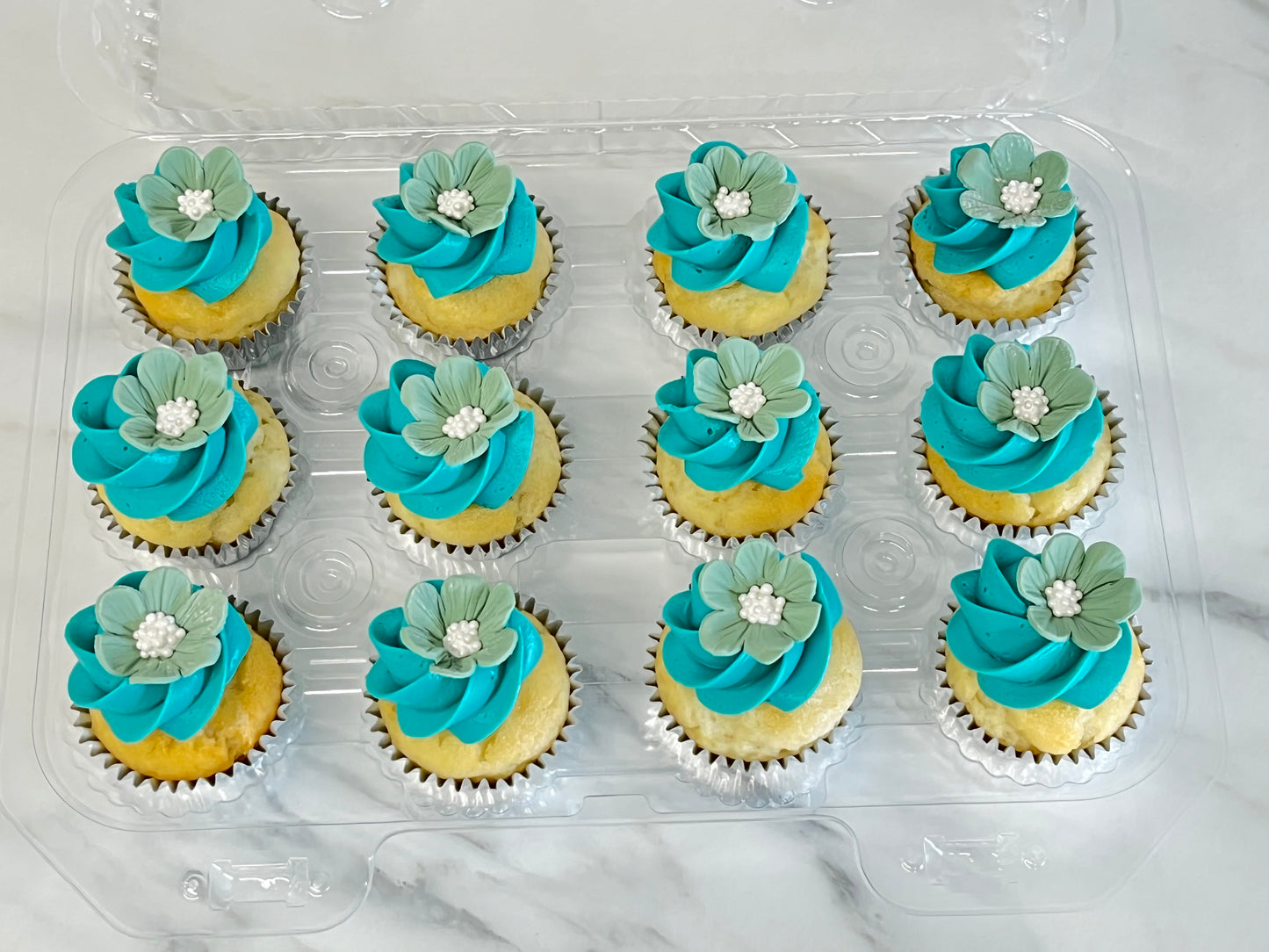 Minis Cupcakes turquoise et sauge