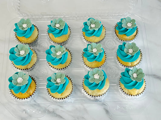 Minis Cupcakes turquoise et sauge