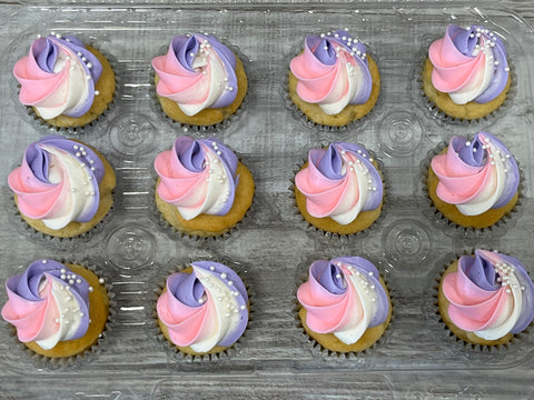 Mini cupcakes : Rose mauve et blanc