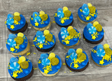 Cupcakes Festin de bonbons : Jaune et bleu