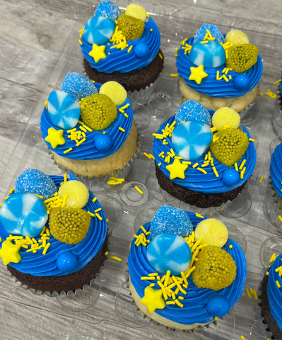 Cupcakes Festin de bonbons : Jaune et bleu