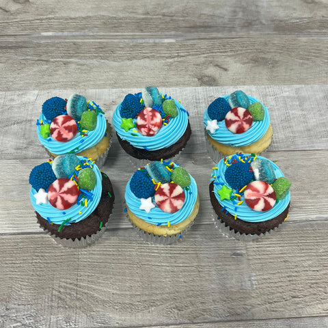 Cupcakes Festin de bonbons : bleu vert rouge