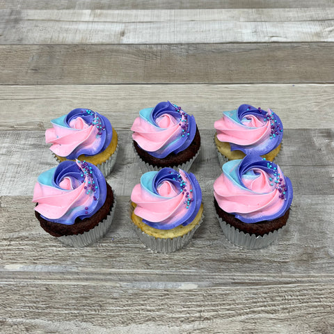 Cupcakes de couleur: rose mauve et bleu