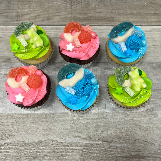Cupcakes Festin de bonbons : bleu, rose et lime