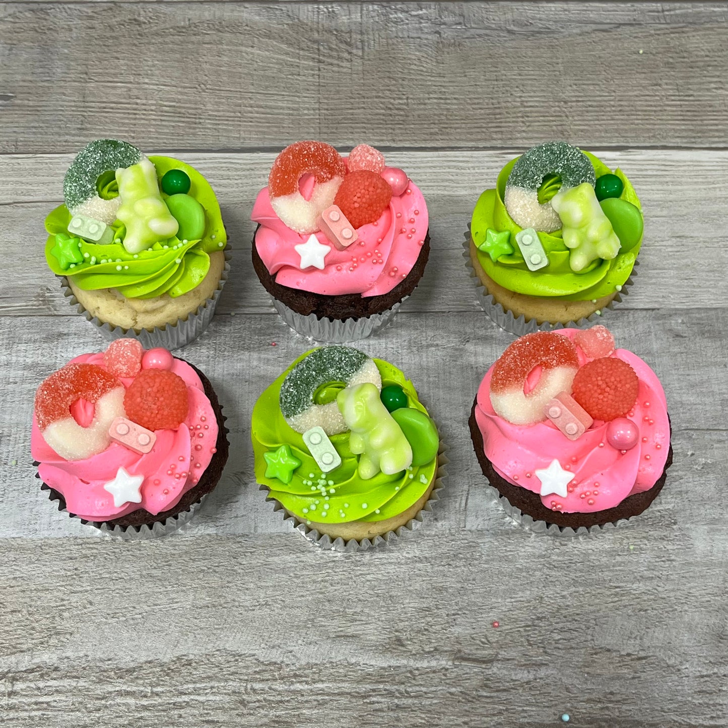 Cupcakes Festin de bonbons : rose et lime