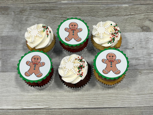 Cupcakes format régulier temps des fêtes 2025 : dentelle verte et flocons ( 3 images)