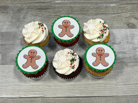 Cupcakes format régulier temps des fêtes 2025 : dentelle verte et flocons ( 3 images)