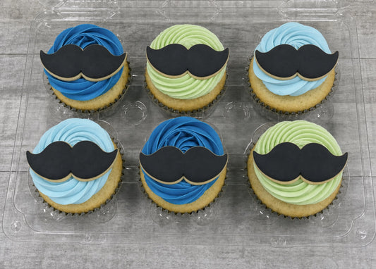 Cupcakes format régulier Fête des peres 2026 tous avec moustache en biscuit