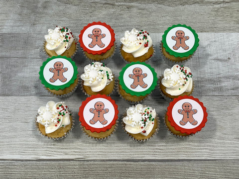 Minis cupcakes Temps des fêtes 2025  : dentelle rouge, vert et flocons