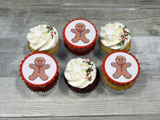 Cupcakes format régulier temps des fêtes 2025 : dentelle rouge et flocons ( 3 images)