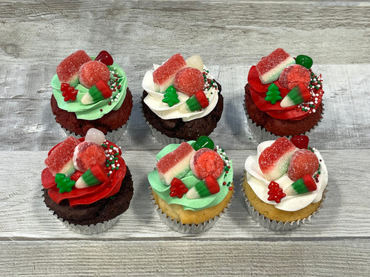 Cupcakes format régulier temps des fêtes 2025 : festin de bonbons