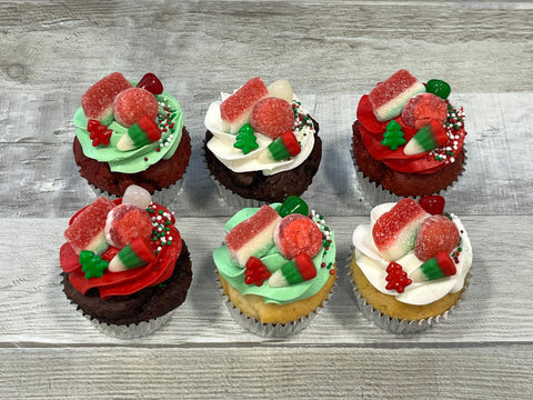 Cupcakes format régulier temps des fêtes 2025 : festin de bonbons