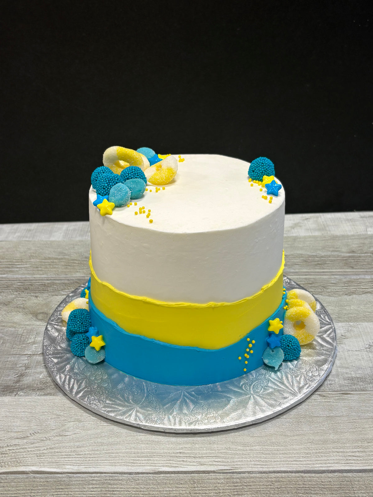 Festin de bonbons : blanc jaune bleu