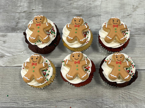 Cupcakes format régulier temps des fêtes 2025 : blanc et biscuits petits pains d'épices