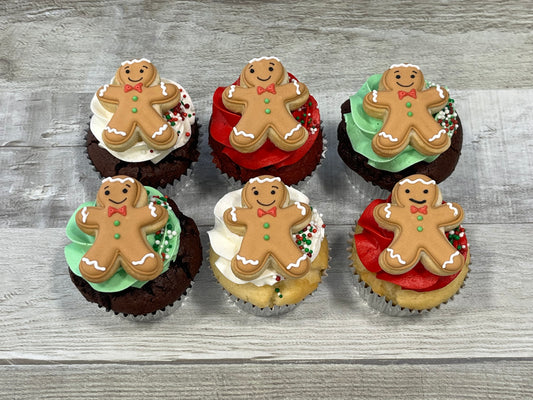 Cupcakes format régulier temps des fêtes 2025 : couleurs et biscuits petits pains d'épices