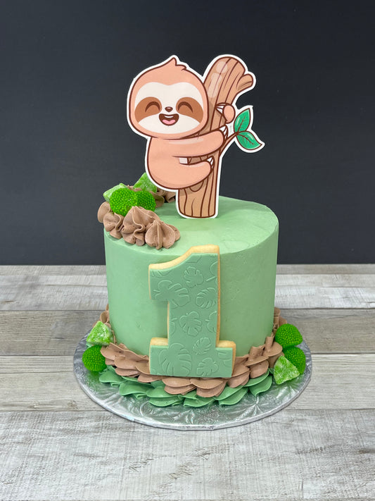 Gâteau thématique Imaginacake : Petit paresseux version vert sauge