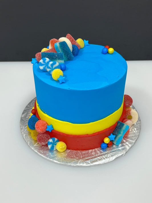 Festin de bonbons : bleu-jaune-rouge