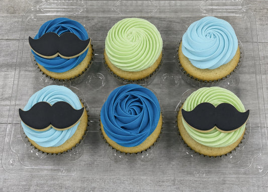 Cupcakes format régulier Fête des peres 2026 avec moustache en biscuit