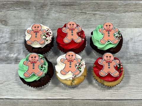 Cupcakes format régulier temps des fêtes 2025 : couleurs et petits pains d'épices  (6 images))