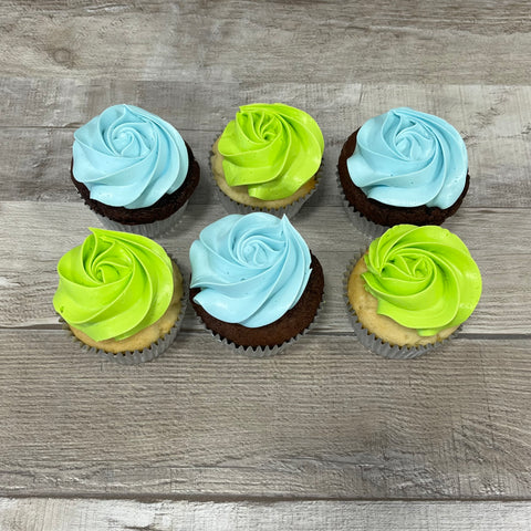 Cupcakes de couleur: vert et bleu