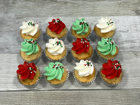 Minis cupcakes Temps des fêtes 2025  : Festifs et sprinkles