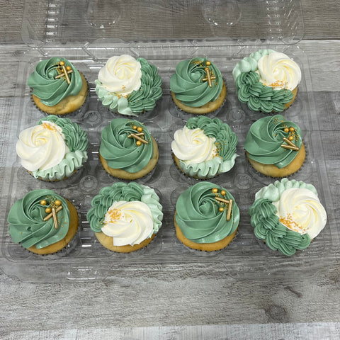 Cupcakes fête des mères 2025: sauge et or