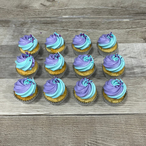 Mini cupcakes : turquoise et mauve