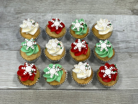 Minis cupcakes Temps des fêtes 2025  : festifs et flocons