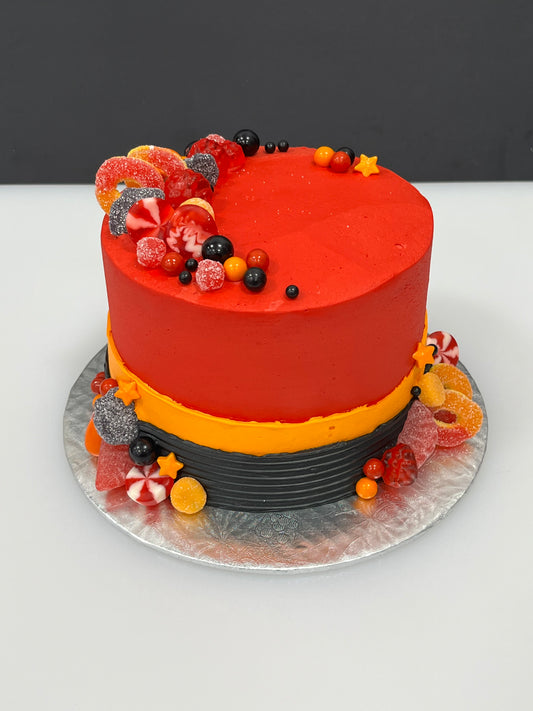 Festin de bonbons : rouge-orange-noir