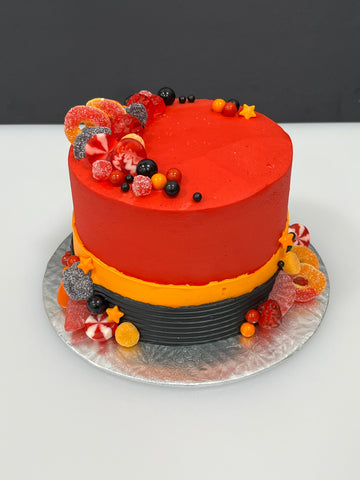 Festin de bonbons : rouge-orange-noir