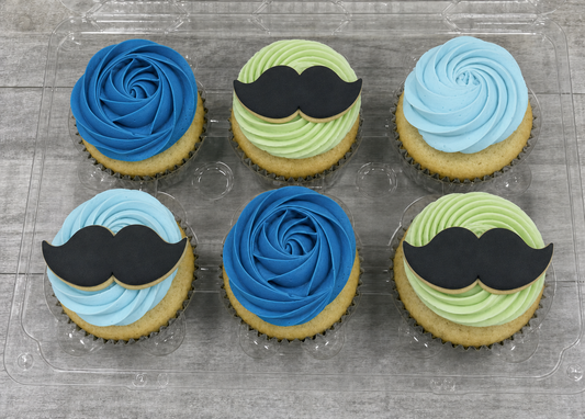 Cupcakes format régulier Fête des peres 2026 avec moustache en biscuit