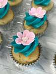 Minis Cupcakes Fleurs et turquoise