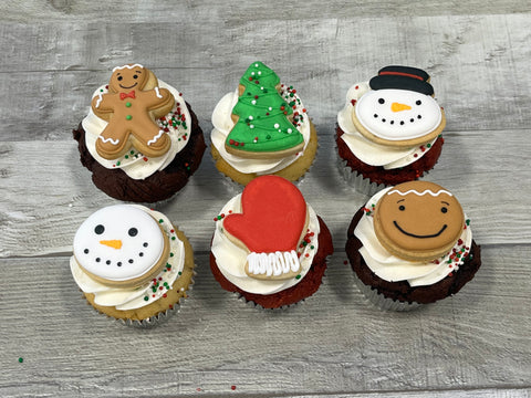 Cupcakes format régulier temps des fêtes 2025 :  biscuits variés