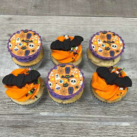 Cupcakes design Halloween: orange et chauve souris