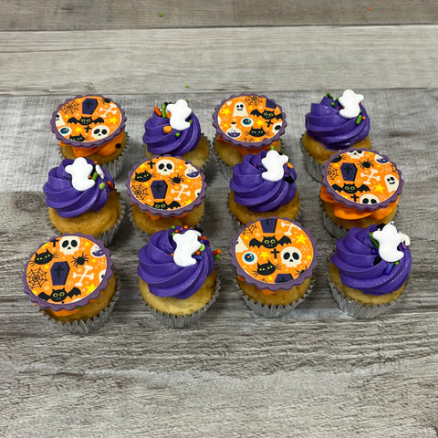 Minis cupcakes design Halloween et mauve