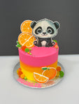Gâteau thématique Imaginacake : Panda et orange avec couleur