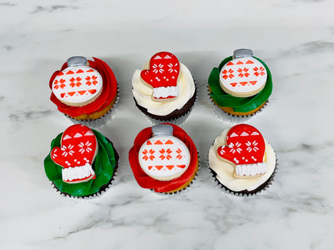Noël 2022: Cupcakes Duo mitaines et boules de Noël