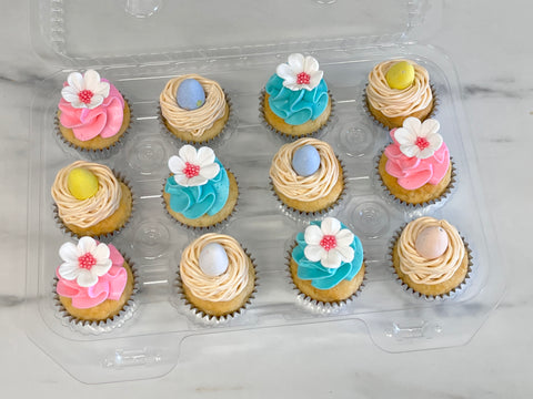 12 Minis cupcakes de Pâques: Nids et fleurs