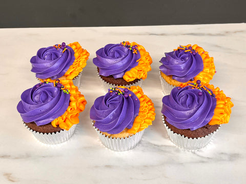 Cupcake de couleur : mauve et orange